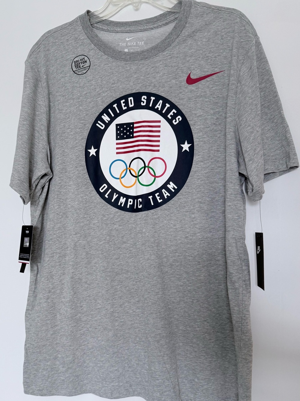 Nike Grey United States Olympic Team Graphic Tee with Red Swoosh